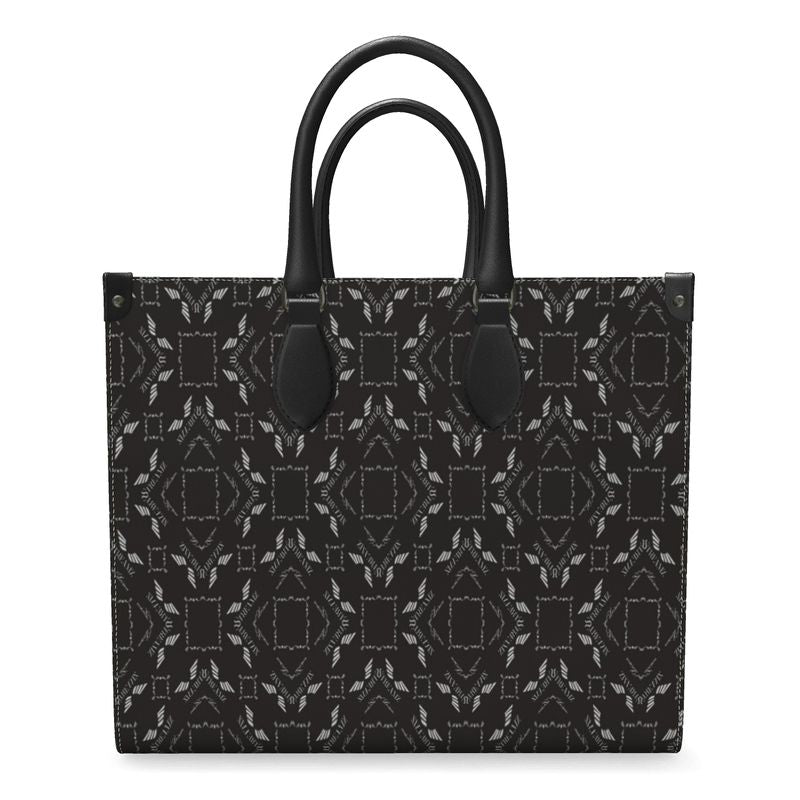 Grayscale Leather Shopper Bag