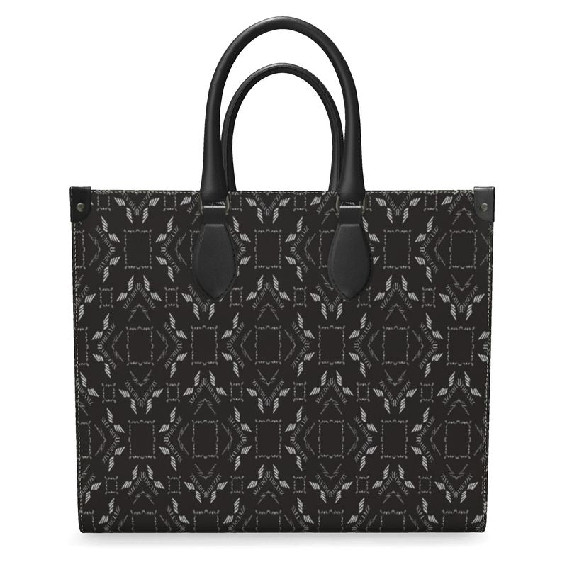 Grayscale Leather Shopper Bag