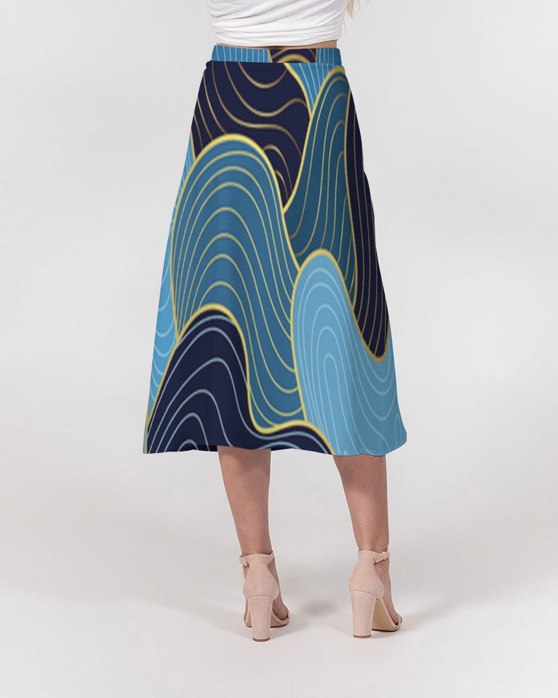 Blue Waves Women's A-Line Midi Skirt