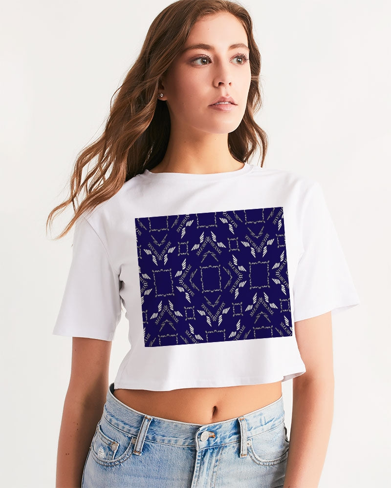 Streamz Blue Diamonds Women's Cropped Tee