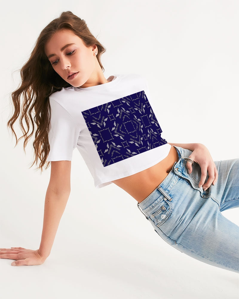 Streamz Blue Diamonds Women's Cropped Tee