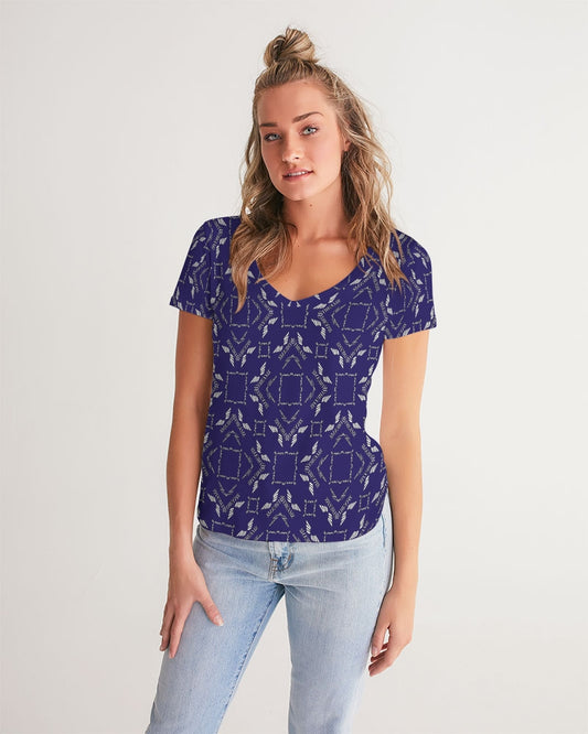 Streamz Blue Diamonds Women's V-Neck Tee