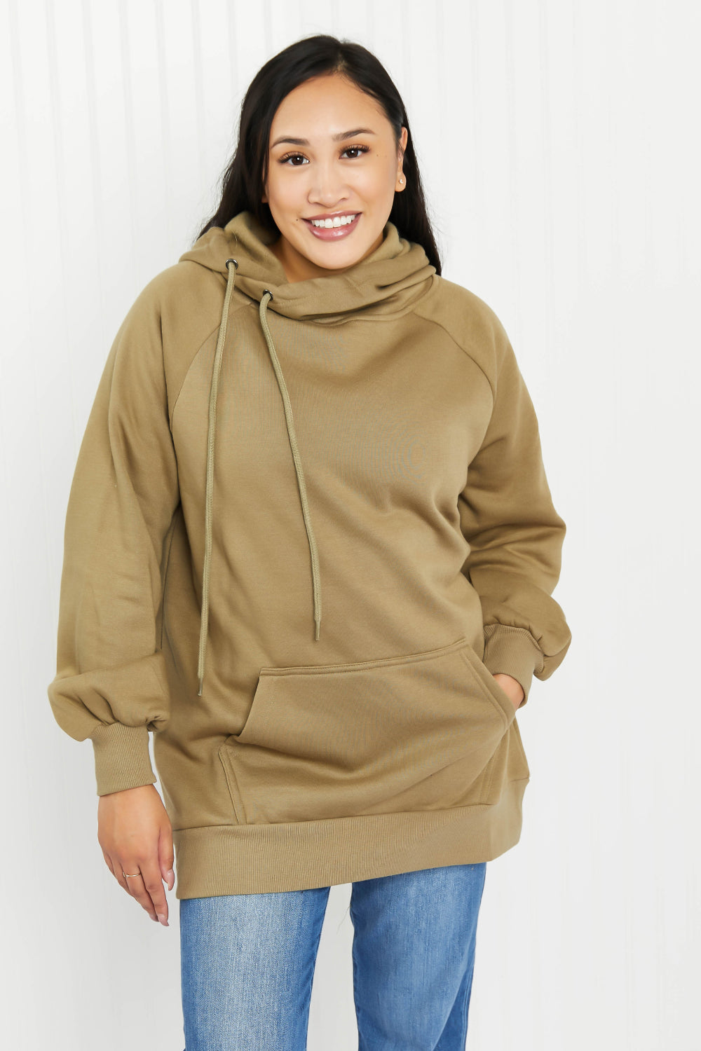 Zenana Fall Festival Full Size Side Tie Longline Hoodie