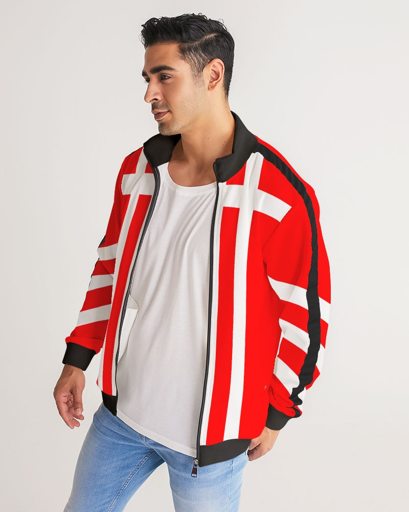 Red Ambition II Men's Stripe-Sleeve Track Jacket