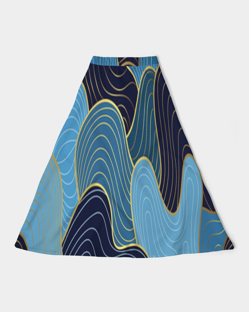 Blue Waves Women's A-Line Midi Skirt