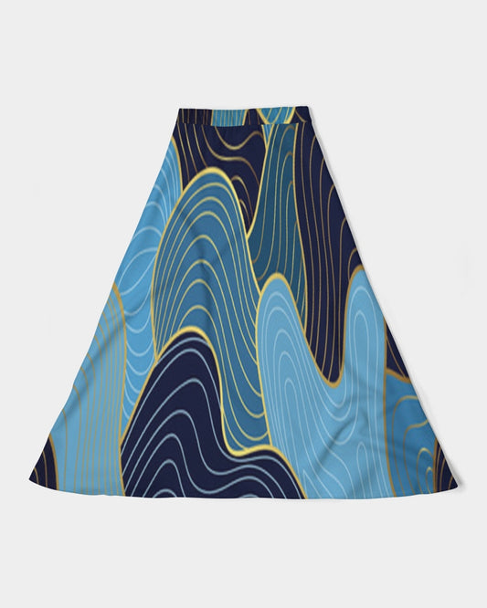 Blue Waves Women's A-Line Midi Skirt