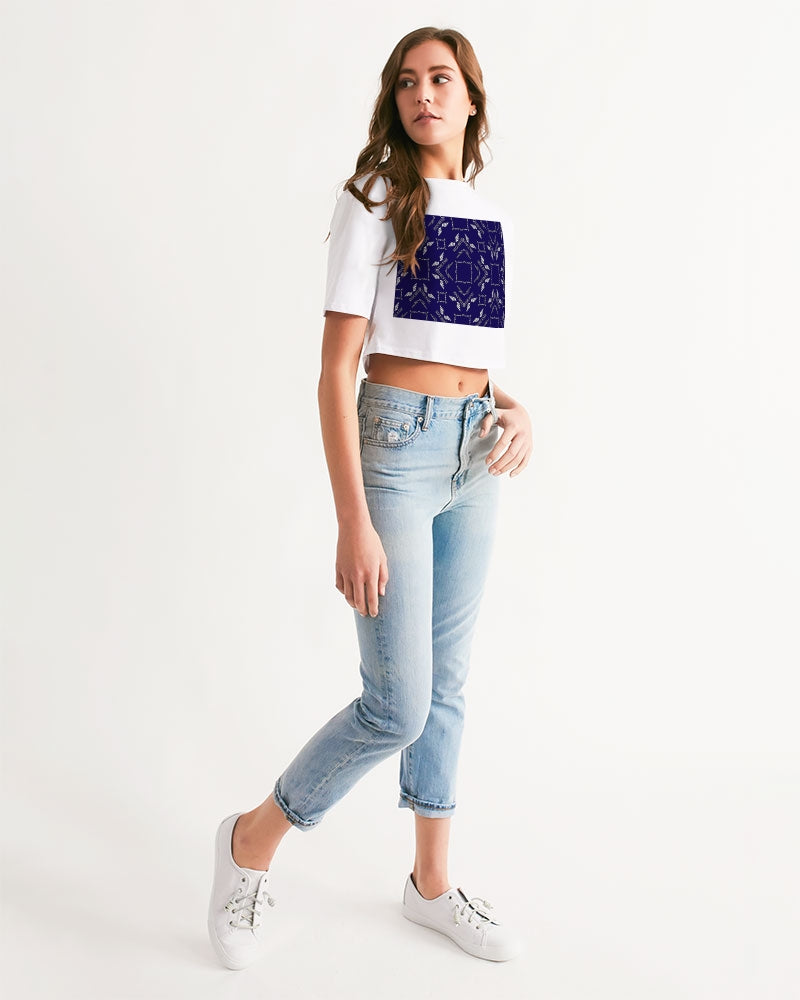 Streamz Blue Diamonds Women's Cropped Tee