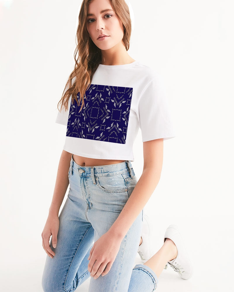 Streamz Blue Diamonds Women's Cropped Tee