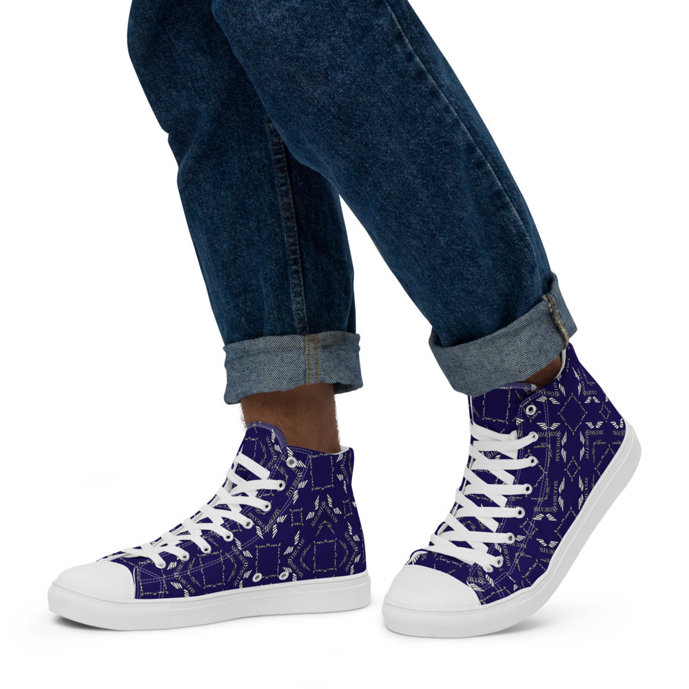 Streamz Blue Diamonds Men’s high top canvas shoes