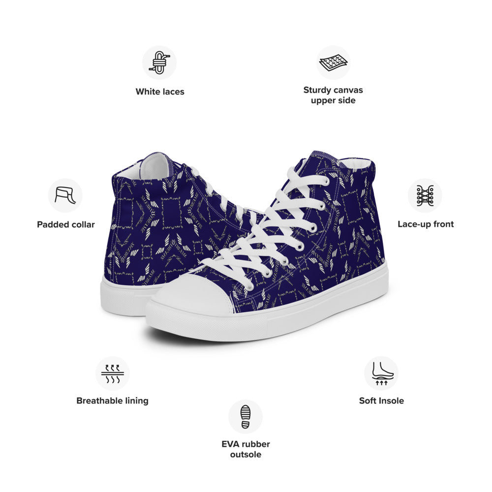 Streamz Blue Diamonds Men’s high top canvas shoes