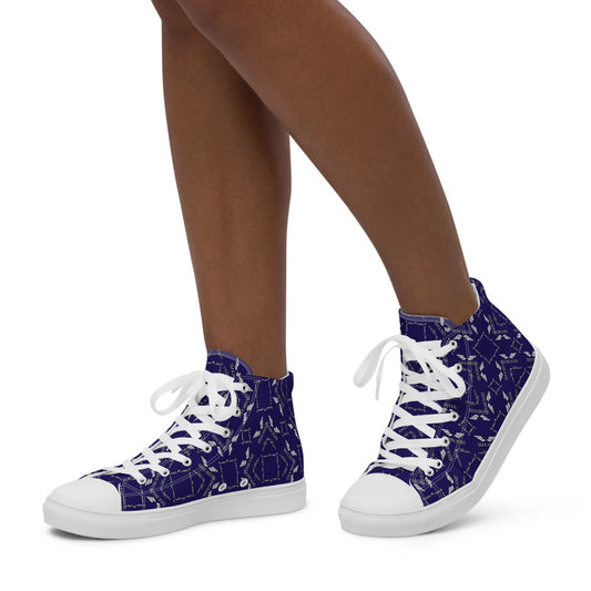 Streamz Blue Diamonds Women’s high top canvas shoes